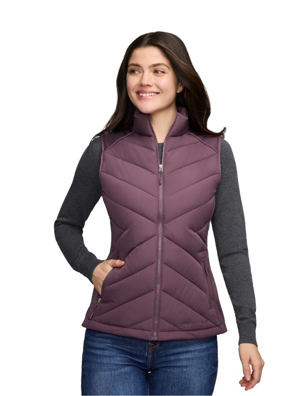 Free Country Quilted Puffer Vest in Plum